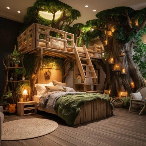 23+ Bright and Fun Decorating Ideas for Vibrant Children's Bedrooms • 333+ Images • [ArtFacade] Kid Bed Rooms, Funny Beds, Jungle Bedroom Kids, Jungle Theme Bedroom, Jungle Treehouse, Animal Themed Bedroom, Jungle Bedroom Theme, Kids Jungle Room, Jungle Themed Bedroom