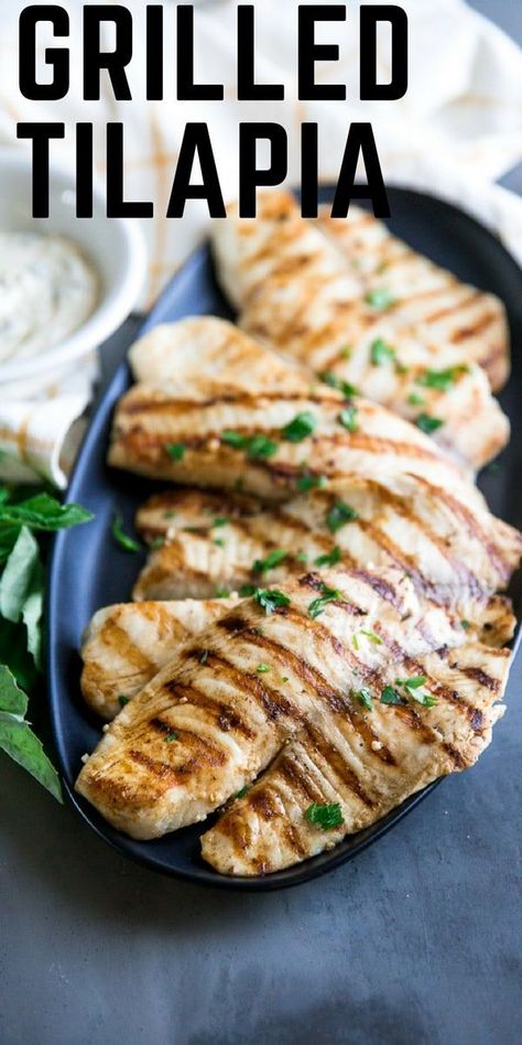 Grilled Tilapia Grilled Tilapia Recipes, Fish Tilapia, Basil Aioli, Seafood Dinners, Grilled Tilapia, Grilled Fish Recipes, Grilled Seafood Recipes, Diet Changes, Cooking Fish