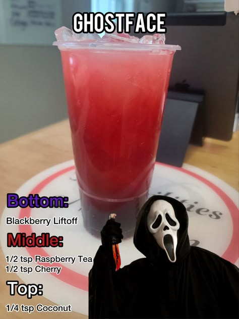 Loaded Tea Shop Ideas, Herbalife Tea Recipes Halloween, Herbalife Blackberry Lift Off Recipes, Halloween Loaded Tea Recipes, Herbalife Halloween, Loaded Tea Herbalife, Refresher Drinks, Swig Drinks, Water Flavors