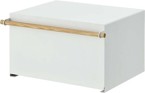 Amazon.com - Yamazaki Home Bread Box Keeper Holder Container, Metal Bread Holder Saver, Slim Space Saving Counter Storage Steel + WoodWhite Bread Box, Bread Boxes, Home Kitchen, Tower, Bread, White