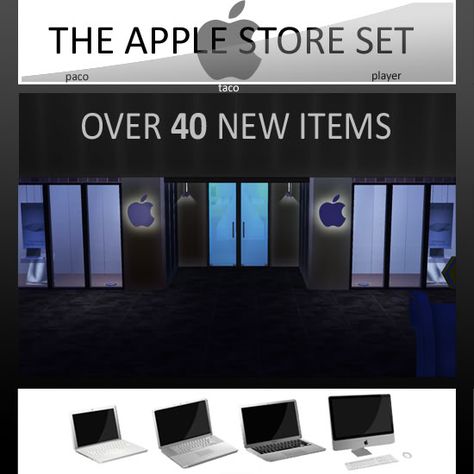 Mod The Sims - The Apple Store Set - Over 40 NEW Items *INCLUDING MACBOOK AIR* Ria Core, Sims 4 Jobs, Sims 4 Mac, Iphone Store, Sims 4 Couple Poses, Sims 4 Clutter, Sims 4 Bedroom, Sims 4 Teen, Los Sims