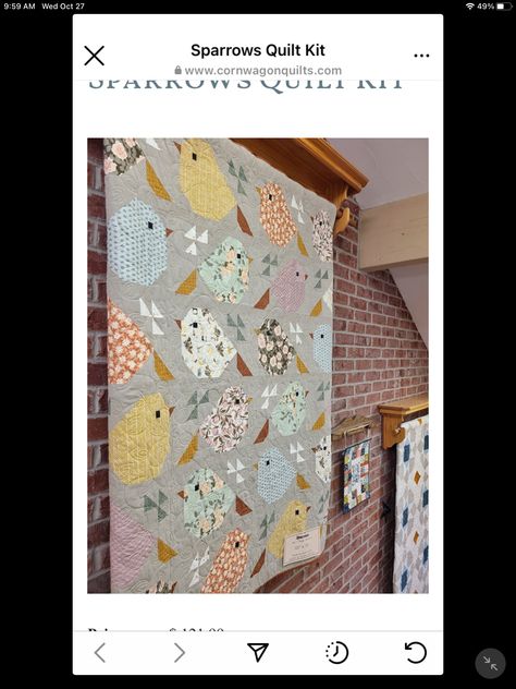 Sparrows Quilt, Bird Quilts, Bird Quilt Blocks, Bird Quilt, Animal Quilts, Sparrows, Scrappy Quilts, Mini Quilts, Quilt Kit