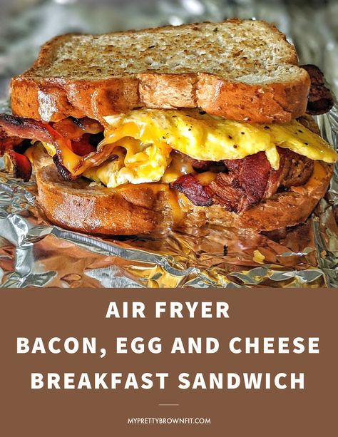 Blt Sandwich Air Fryer, Breakfast Toaster Sandwiches, Air Fryer Breakfast Sandwich Recipes, Fried Egg Sandwich Ideas, Air Fryer Egg Bagels, Air Fryer Egg Sandwich, Airfryer Sandwich Recipes, Airfryer Breakfast Recipes, Air Fryer Breakfast Sandwich