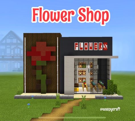 Minecraft Flower Shop, Minecraft Stores, Minecraft Modern City, Minecraft Shops, Minecraft City Buildings, Rumah Minecraft Sederhana, Minecraft Mansion, Minecraft Interior Design, Minecraft House Plans