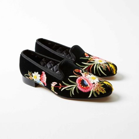 Women's In Stock | Bowhill & Elliott Black Velvet Shoes, Embroidered Loafers, Embroidered Slippers, Handmade Slippers, Velvet Slippers, Velvet Shoes, Slip On Shoe, Derby Shoes, Womens Slippers