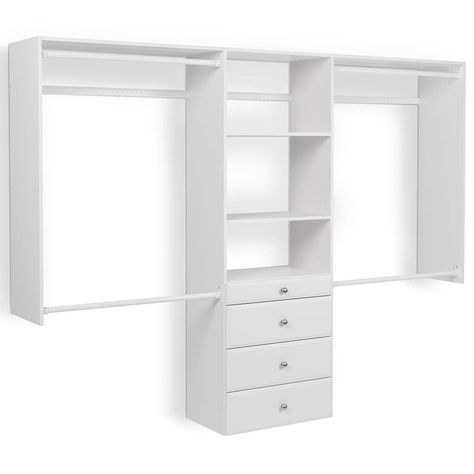 Find Easy Track wood closet kits at Lowe's today. Shop wood closet kits and a variety of storage & organization products online at Lowes.com. Easy Track Closet, Ideas Armario, Closet Units, Organiser Son Dressing, Wood Closet Systems, Closet Drawer, White Closet, Closet Kits, Open Closet