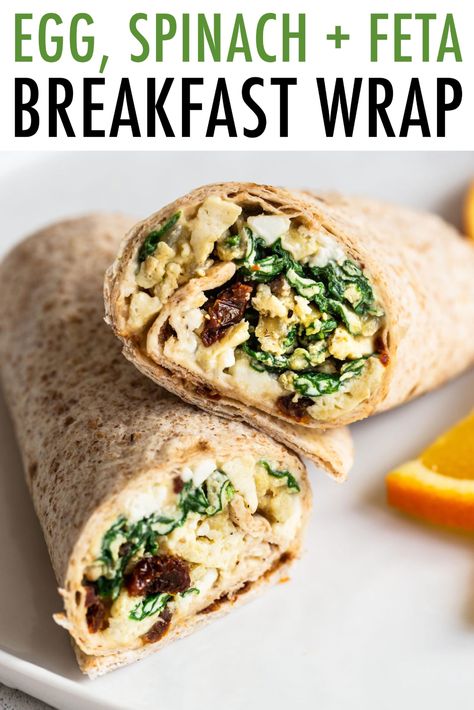 Similar to the Starbucks breakfast wrap, this healthy egg and hummus breakfast wrap is stuffed with spinach, onion, sun-dried tomatoes and feta. #eggs #breakfastwrap #breakfast #wrap #eatingbridfood Breakfast Wrap Ideas, Hummus Breakfast, Feta Breakfast, Beef Snacks, Feta Eggs, Healthy Breakfast Wraps, Egg Wraps, Egg Spinach, Starbucks Breakfast