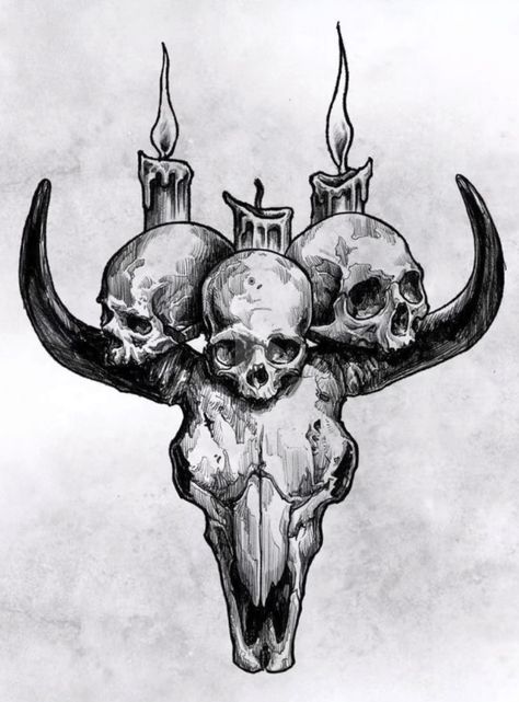 Bull Skull Tattoos, Pola Tato, Trending Tattoo, Tattoo Fashion, Goat Skull, Bull Tattoos, Scary Tattoos, Skull Art Drawing, Muster Tattoos