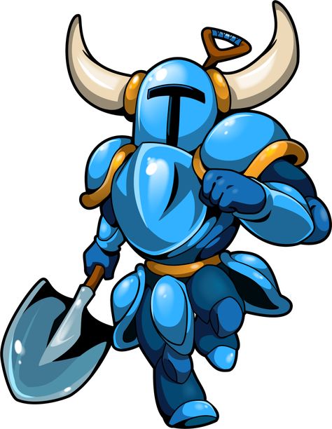 Shovel Knight is the protagonist of Yacht Club Games' indie title, Shovel Knight. He is clad in a blue suit of armor and carries a big blue shovel. Club Games, Best Indie Games, Shovel Knight, Megaman X, Knight Art, Metroid, Book Projects, Video Game Art, Yacht Club