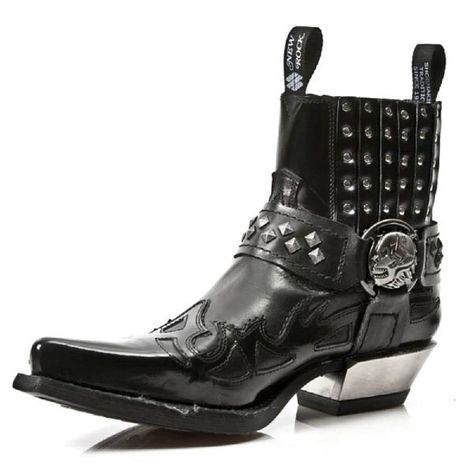 PRICES MAY VARY. Please Refer to Size chart in pictures to choose the correct size Genuine New Rock M.7950-S1 of WEST COLLECTION Durable New Rock Rubber Soles with Silver Metal Heel Accent for Added Eye Catching Style Ankle Height Boots with Pull on Fastening New Punk and Rock Stud Design and Leath Metal Skull Ankle Strap Introducing the ANKLE BOOT WEST M.7950 New Rock collection. Crafted from high quality smooth leather material, these western cowboy boots feature a Black New Rock Boots with si Western Goth, Ankle Boots Western, Rocker Boots, Cowboy Boot Outfits, New Rock Boots, Metal Skull, Brown Chelsea Boots, Black Cowboy, Boots Western