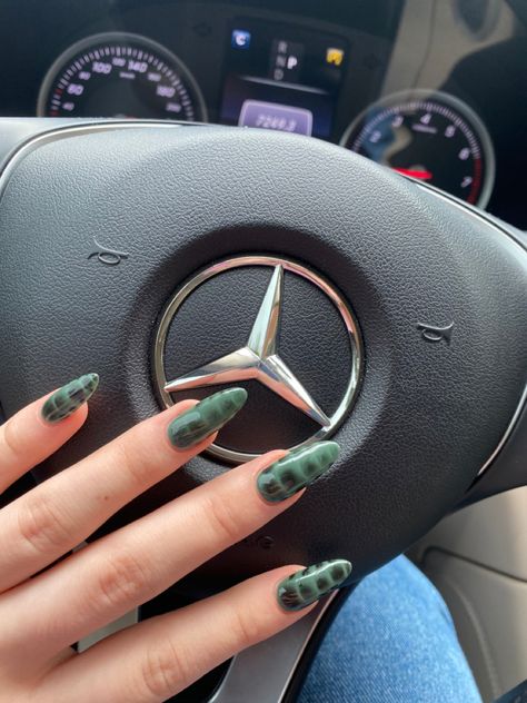 Green Snake Skin Nails, Snake Skin Nails, Nails Green, Green Snake, Skin Nails, Mercedes Benz Logo, Almond Nail, Snake Skin, Nail Inspo