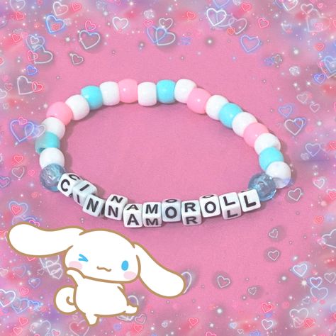 Cinnamon Roll Bracelet, Cinamoroll Bracelet, Sanrio Kandi Bracelets, Cinnamoroll Bracelet, Kandi Ideas Singles, Sanrio Kandi, Scene Bracelet, Kawaii Bracelet, Pulseras Kandi