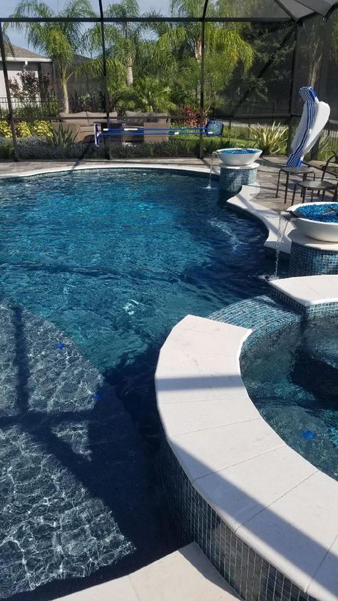 Tropic Blue Mini Pebble Pool, Tropics Blue Mini Pebble Pool, Florida Pools, Pool Plaster, Florida Pool, Pool Finishes, Modern Remodel, Pool Renovation, Pool Remodel