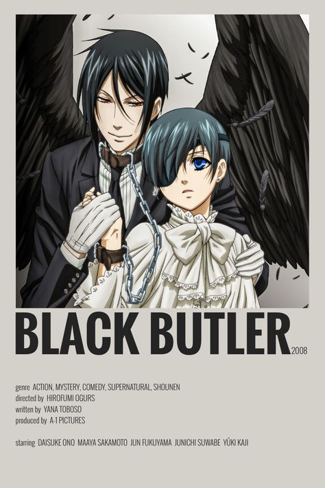 Anime Recommendations Poster, Black Anime Poster, Black Butler Poster, Anime Posters Minimalist, Anime Film Poster, Anime Poster Prints, Anime Title, Black Butler Wallpaper, List Anime