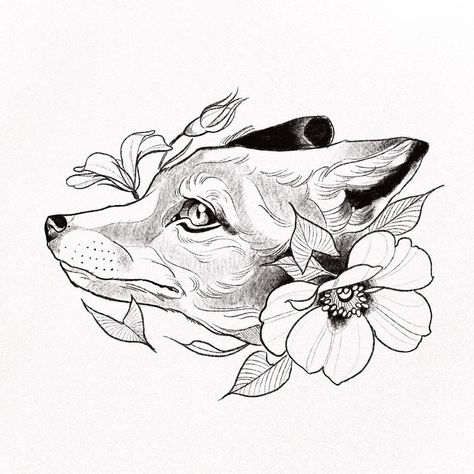 Fox Tattoo Neotrad, Fox Flash Tattoo, Fox Drawing Tattoo, Fox Face Tattoo, Fox Head Tattoo, Fox Head Drawing, Fox Sketches, Fox Drawings, Fox Sketch