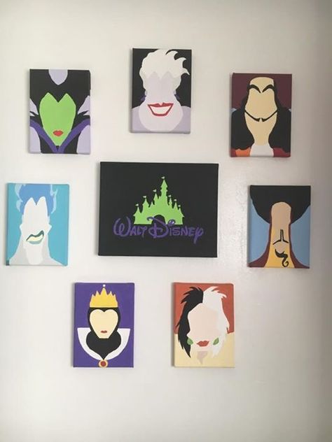 Disney Villains Painting Canvas, Disney Easy Paintings, Disney Princess Paintings, Disney Canvas Paintings, Disney Canvas Art, Disney Canvas, Disney Paintings, Disney Villain, Pop Art Canvas