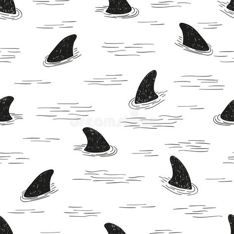 Shark In The Ocean, Shark Painting, Shark Illustration, Shark Drawing, Doodle Background, Shark Logo, Shark Pattern, Hand Lettering Fonts, Shark Fin