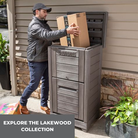 From street to front door, our Lakewood collection will add uniqueness and style to any home. 🏡 #step2 #step2outdoor #patiodecor #patio #planters #spring #springessentials #springdecor #planting #packagedelivery #package Drop Box Ideas, Kid Roller Coaster, Art Desks, Parcel Drop Box, Parcel Box, Pool Lounger, Outdoor Toys For Kids, Drop Box, Panel Systems