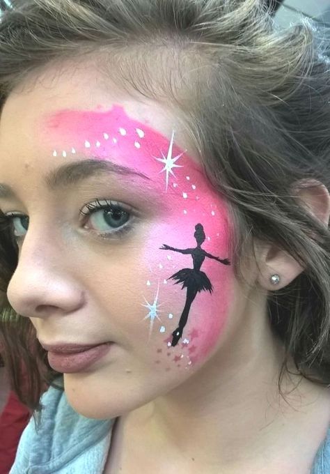 Ballerina Face Paint, Tinkerbell Face Paint, Cheek Art Face Paint Simple, Face Painting Disney, Cheek Face Paint, Disney Face Painting, Princess Face Painting, Fairy Face Paint, Face Painting Ideas