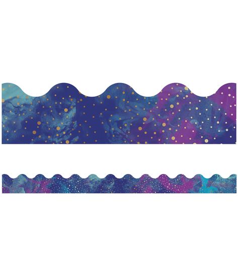 Galaxy Classroom Theme | Space Décor | Planet Decorations Galaxy Bulletin Board, Decor Planet, Galaxy Decor, Classroom Borders, Carson Dellosa, Bulletin Board Borders, Galaxy Theme, Classroom Decor Themes, Gold Dot