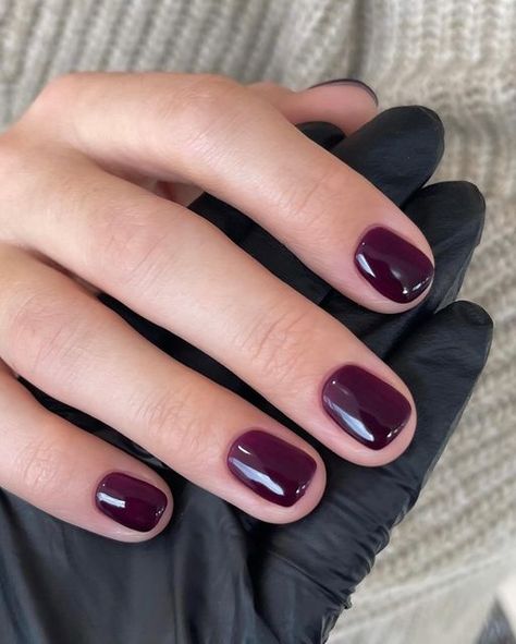 Jewel Tone Nail Colors, Dark Blue Purple Nails, Short Gel Nails Purple, Jewel Toned Nails, Dark Gel Nails Short, Dark Purple Short Nails, Jelly Purple Nails, Eggplant Nails, Short Nails Dark