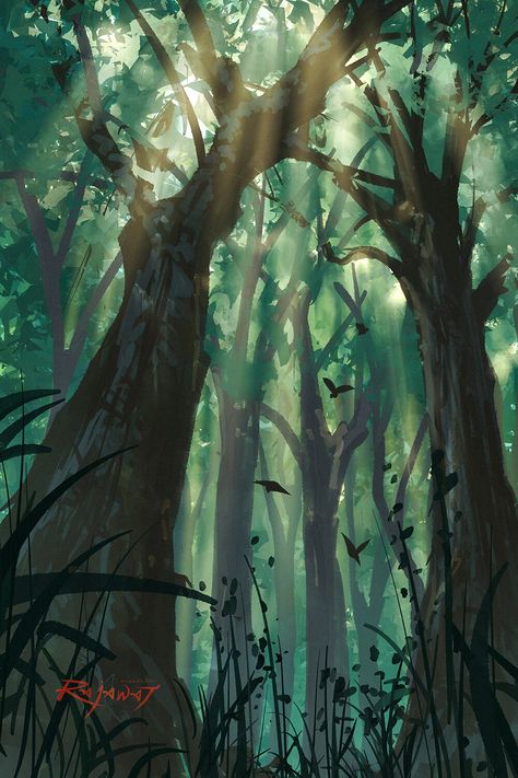 Ghibli Forest, Forest Painting, Fantasy Adventure, Night Scene, Ap Art, Enchanted Forest, Art Reference Poses, Painting Inspiration, Landscape Art