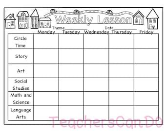 Simple Weekly Lesson Plan Template-preschool/prek/ Kindergarten/daycare/ Homeschool-instant Download-pdf-printable - Etsy Kindergarten Lesson Plans Template, Elementary Lesson Plan Template, Weekly Lesson Plan, Preschool Lesson Plan Template, Weekly Lesson Plan Template, Lesson Plan Template, Early Childhood Learning, Tree Theme, Preschool Lesson Plan