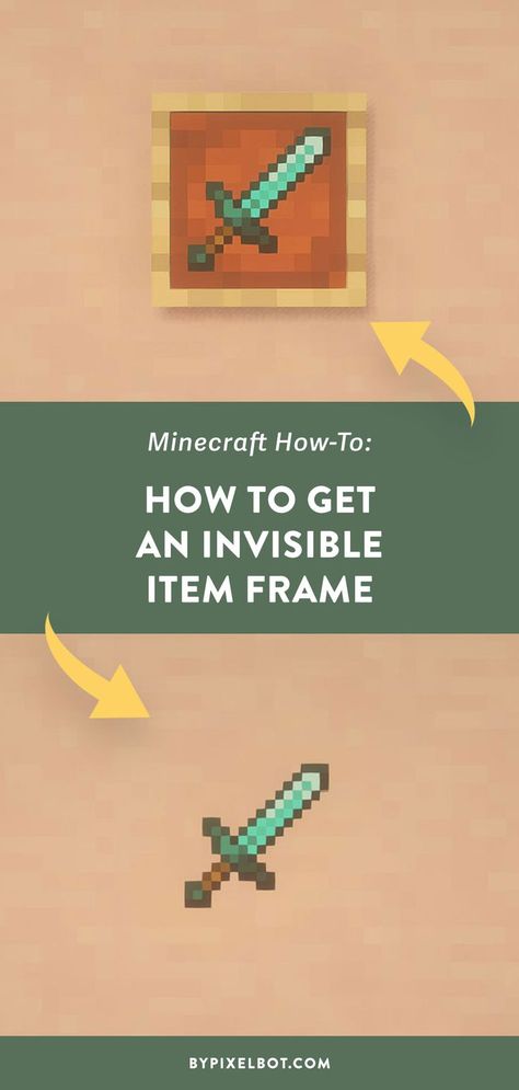 How to Get an Invisible Item Frame in Minecraft Simple Minecraft Builds, Minecraft Decoration Ideas, Minecraft Code, Minecraft Commands, Simple Code, How To Make Frames, Minecraft Drawings, Minecraft Cottage, Secret House