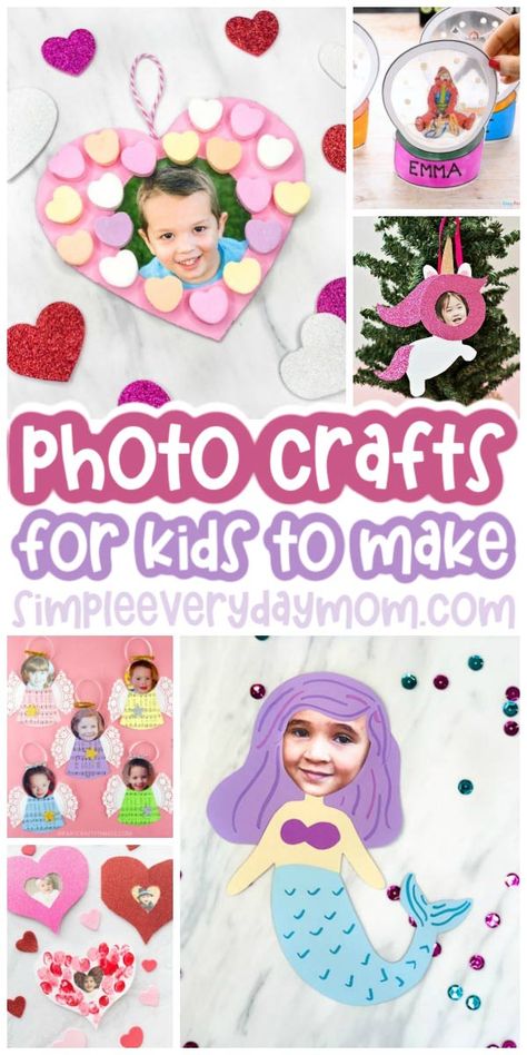 Valentine’s Day Craft With Picture, Valentines Craft With Picture, Valentine Photo Craft, Polaroid Crafts For Kids, Picture Crafts For Kids, Picture Frame Crafts For Kids, Photo Craft Ideas, Polaroid Crafts, Valentines Day Crafts For Preschoolers