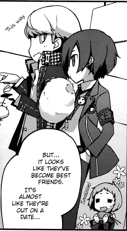 Persona q manga Naoto Shirogane X Yu Narukami, Makoto Yuki Persona 3, Persona Protagonists, Persona 4 Manga, Persona Crossover, Makoto Yuki, Yu Narukami, Persona 3 Portable, Persona Q