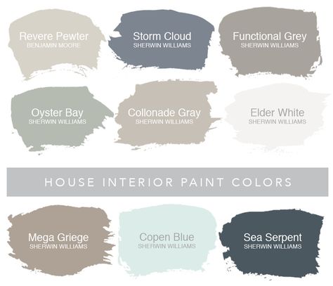 Make sure you follow me on Instagram and Pinterest for a sneak peek into my recent projects! Over the past few months we’ve slowly been painting the rooms in our house. So yes, it’s time!  A post that finally contains ALL of the paint colors throughout my home.   This post has been a long time coming since one of … Sherwin Williams Revere Pewter, Oyster Bay Sherwin Williams, Best Bedroom Paint Colors, Dining Room Paint Colors, Paint Your House, Farmhouse Paint Colors, Farmhouse Paint, Revere Pewter, Dining Room Colors