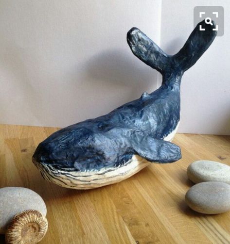 Ceramic Whale, Paper Mache Projects, Paper Mache Animals, Paper Mache Clay, Paper Mache Art, Paper Mache Sculpture, Paper Mache Crafts, Victorian Dollhouse, A Whale