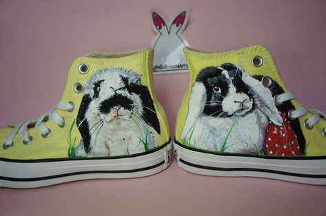 Rabbit Portrait, Wild Bunny, Custom Converse, Bunny Art, Converse Chuck Taylor High, Chuck Taylors High Top, Converse High, Converse High Tops, Chucks Converse