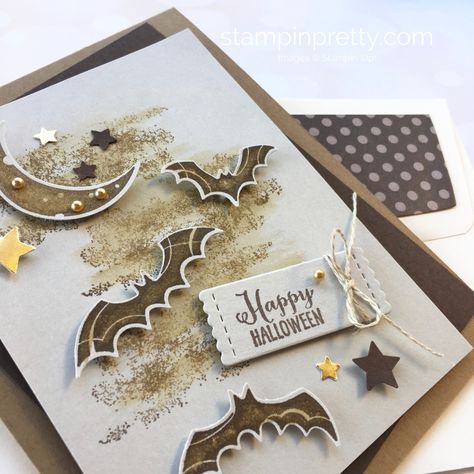 Create a Halloween card using Stampin Up Spooky Sweets & Spooky Bats Punch - Mary Fish StampinUp Ideas Stampin Up Spooky Sweets, Halloween Card Ideas, Boo Cards, Spooky Sweets, Neutral Halloween, Mary Fish, Cards Halloween, Autumn Cards, Stampin Pretty