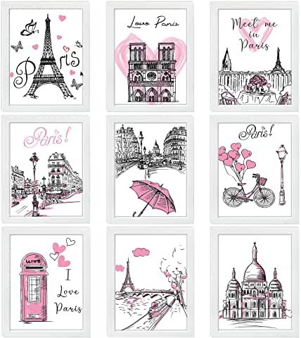 Paris Theme Bathroom, Room Decor Romantic, Paris Bathroom Decor, Paris Theme Room, Paris Theme Decor, Parisian Wall Art, Pink Eiffel Tower, Paris Room Decor, Paris Bathroom