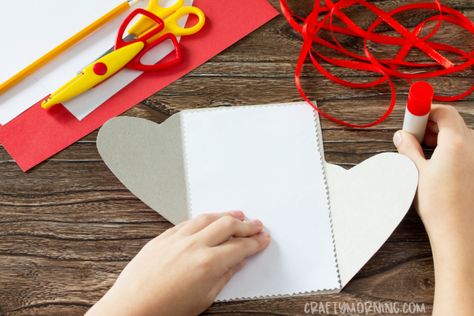 DIY Folded Heart Card - Crafty Morning Heart Card Template, Folded Heart, Family Daycare, Crafty Morning, Stationery Ideas, Valentines Crafts, Valentine Projects, Heart Card, Cut It Out