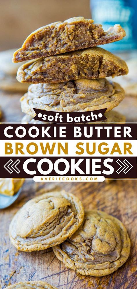 Cookie Butter Cookies, Easy Dessert Idea, Averie Cooks, Brown Sugar Cookies, Cookie Butter, Black Color Hairstyles, Color Hairstyles, Soft Cookie, Yummy Sweets