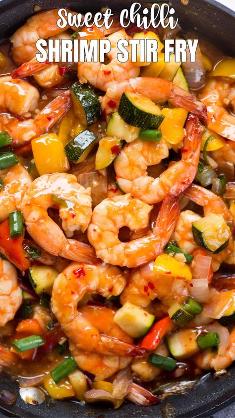 Skinnytaste Stir Fry Recipes, Shrimp Stir Fry Sweet Chili Sauce, Sweet Thai Chili Shrimp Stir Fry, Asian Noodle Recipes With Shrimp, Shrimp Pineapple Stir Fry, Thai Chili Sauce Recipe Stir Fry, Sweet And Spicy Shrimp Stir Fry, Shrimp In Sweet Chili Sauce, Sweet Chili Shrimp And Broccoli