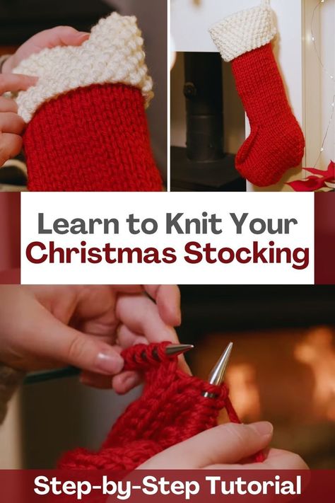 Want to add a touch of handmade charm to your holiday decor? Look no further – we've got the ultimate Christmas crafting adventure just for you! This latest video tutorial is your gateway to creating a picture-perfect knitted Christmas stocking that's bound to dazzle. And here's the best part – it's a quick and joyful project that you can conquer in a single cozy evening. This guide, your new knitting BFF, will lead you through every merry loop and stitch, ensuring you create a stocking that... Free Pattern For Christmas Stocking, Hand Knitted Christmas Stocking, Knit Christmas Stockings Free Pattern, How To Knit A Stocking For Beginners, Easy Knit Stocking Pattern Free, How To Knit Christmas Stocking, Knitted Christmas Stockings Pattern Free, Knitting Pattern Christmas Stocking, Free Christmas Stocking Patterns To Knit