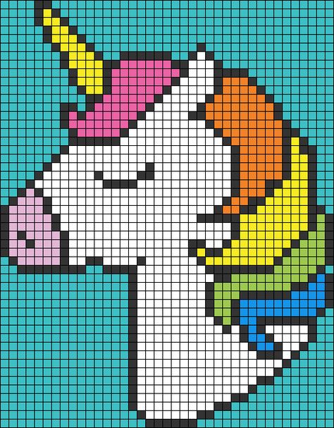 Alpha pattern #49564 | BraceletBook Unicorn Pixel Pattern, Unicorn C2c Crochet Pattern Free, 2c2 Crochet Patterns, Unicorn Alpha Pattern, Unicorn Pixel Art, Pixel Crochet Pattern, Unicorn Knitting Pattern, Intarsia Crochet, Crochet C2c Pattern