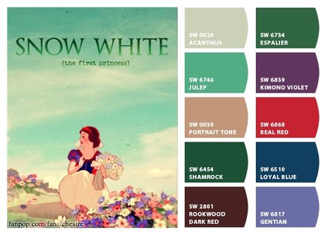 Snow White Color Palette, Disney Frozen Color Palette, Disney Characters Color Palette, Disney Princess Colors Palette, Encanto Color Palette Disney, White Color Palette, Color In Film, Disney Bound Outfits, Art References