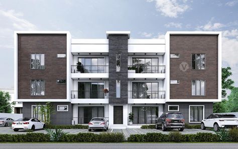 Two Bedrooms Semi Detached House Plans, Semi Detached House Exterior, Modern Semi Detached House, 3 Bedroom Apartment Floor Plan, Semi Detached House Plans, Hotel Suite Floor Plan, Apartment Drawing, Nigeria House, Apartment Exterior Design