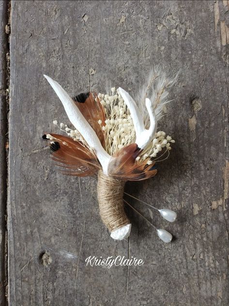 Antler Boutonniere, Country Western Wedding, Western Themed Wedding, Antler Wedding, Viking Wedding, Country Theme Wedding, Boda Mexicana, Pampas Gras, Future Wedding Plans