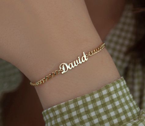 Name Bracelet Gold, Gold Name Bracelet, Arabic Jewelry, Armband Gold, Custom Initial Necklace, Bike Chain, Gold Name Necklace, Silver Chain Style, Paracord Bracelet