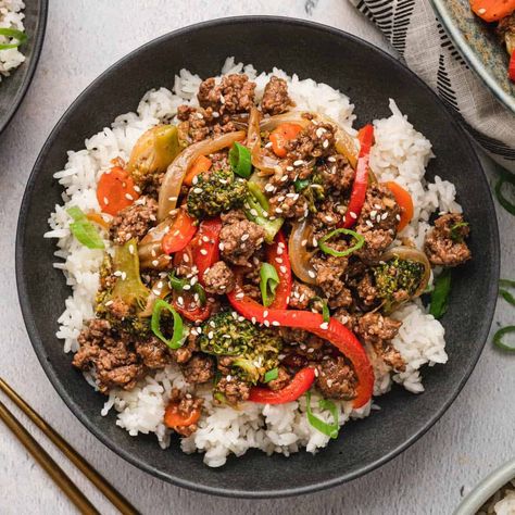 Ground Turkey Over Rice, Ground Turkey Stir Fry Healthy, Ground Turkey And Veggies Recipes, Rice And Ground Turkey Recipes, Ground Turkey Stir Fry Recipes, Ground Turkey And Rice Recipes, Ground Turkey With Rice, Fall Chex Mix Recipes, Ground Turkey Stir Fry