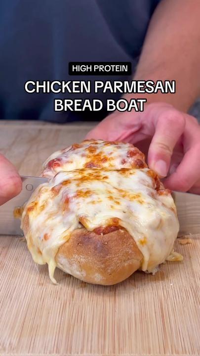 Chicken Parmesan Bread Boat Entire bread boat: 635 Calories 77g Protei... | chicken parmesan | TikTok Southern Caviar Recipe, Stealth Health, Bread Boats, Parmesan Bread, Healthy High Protein Meals, Dandelion Recipes, Health Life, Picky Eater Recipes, Chicken Parmesan