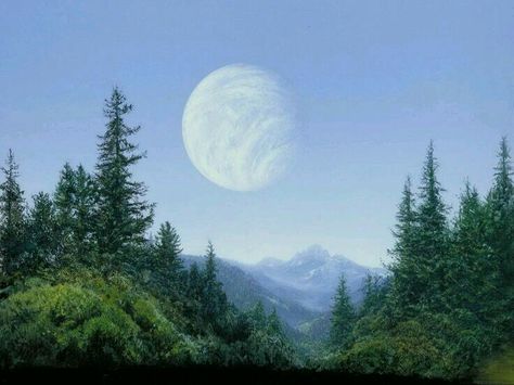 Endor, also known as Tana among the Ewok species, was the cyan gas giant planet orbited by the forest moon of Endor. The name "Endor" was also sometimes used for the forest moon. The planet itself was less well known than the moon. Matte Paintings, Star Wars Planets, Forest Moon, Star Wars Canon, Ralph Mcquarrie, Star Wars Trilogy, Star Wars Poster, Matte Painting, Star Wars Episodes