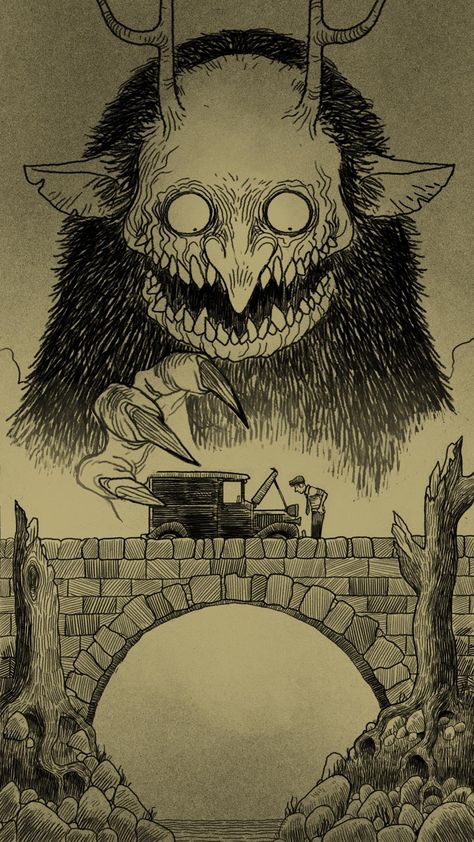 I tried to make this sketch in the style of John Kenn Mortensen. John Kenn Mortensen Monster Illustration, Monster Eating Human Drawing, John Kenn Mortensen, John Kenn, Creepy Photography, Monster Sketch, Horror Drawing, Creepy Drawings, Monster Concept Art