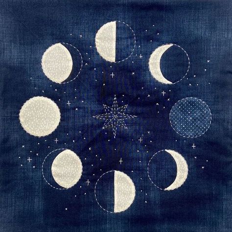 Constellation Quilt, Moon Quilt, We Got It, Beautiful Moon, Sewing Class, Slow Stitching, Star Quilt, Crazy Quilts, Art Quilts