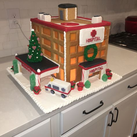 2020 Gingerbread Gingerbread Hospital, Hospital Gingerbread House, Christmas Gingerbread House, Christmas Gingerbread, Gingerbread House, Gingerbread, Christmas